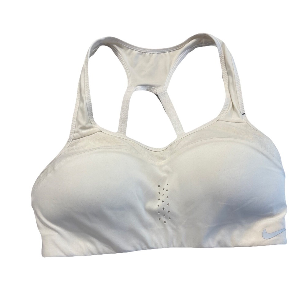 NIKE SPORTS BRA HIGH SUPPORT RACERBACK DRI-FIT WIRELESS BREATHABLE Size XS Cream